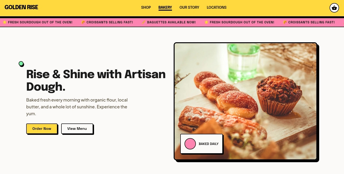 Bakery sample website preview