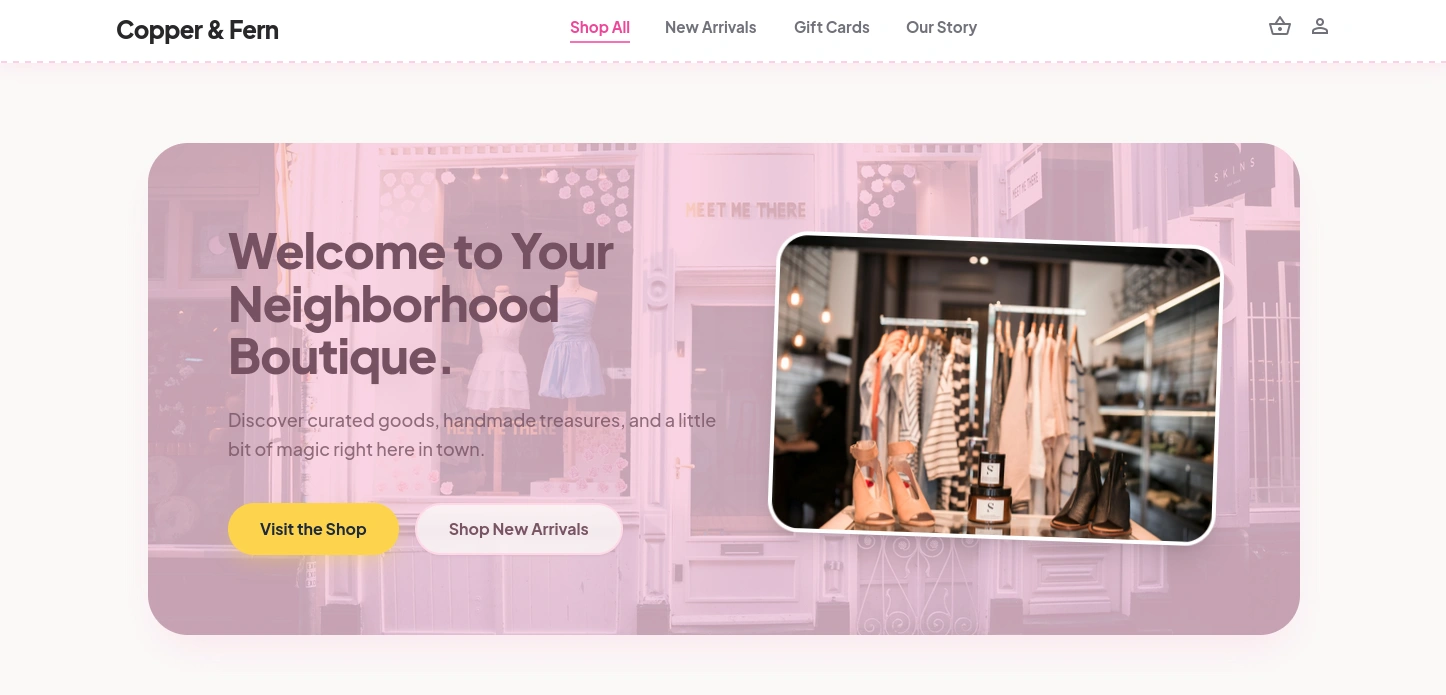 Boutique sample website preview