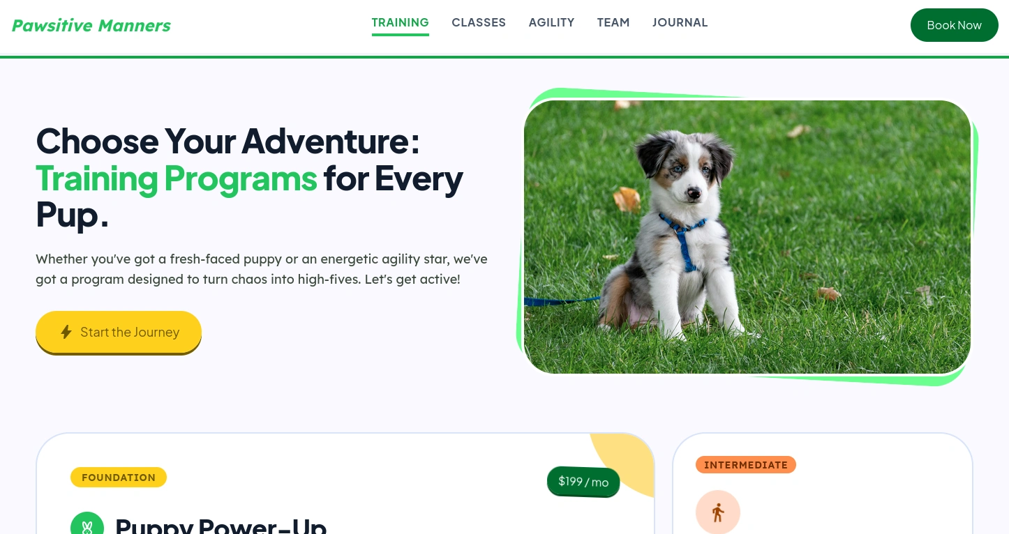 Dog training sample website preview