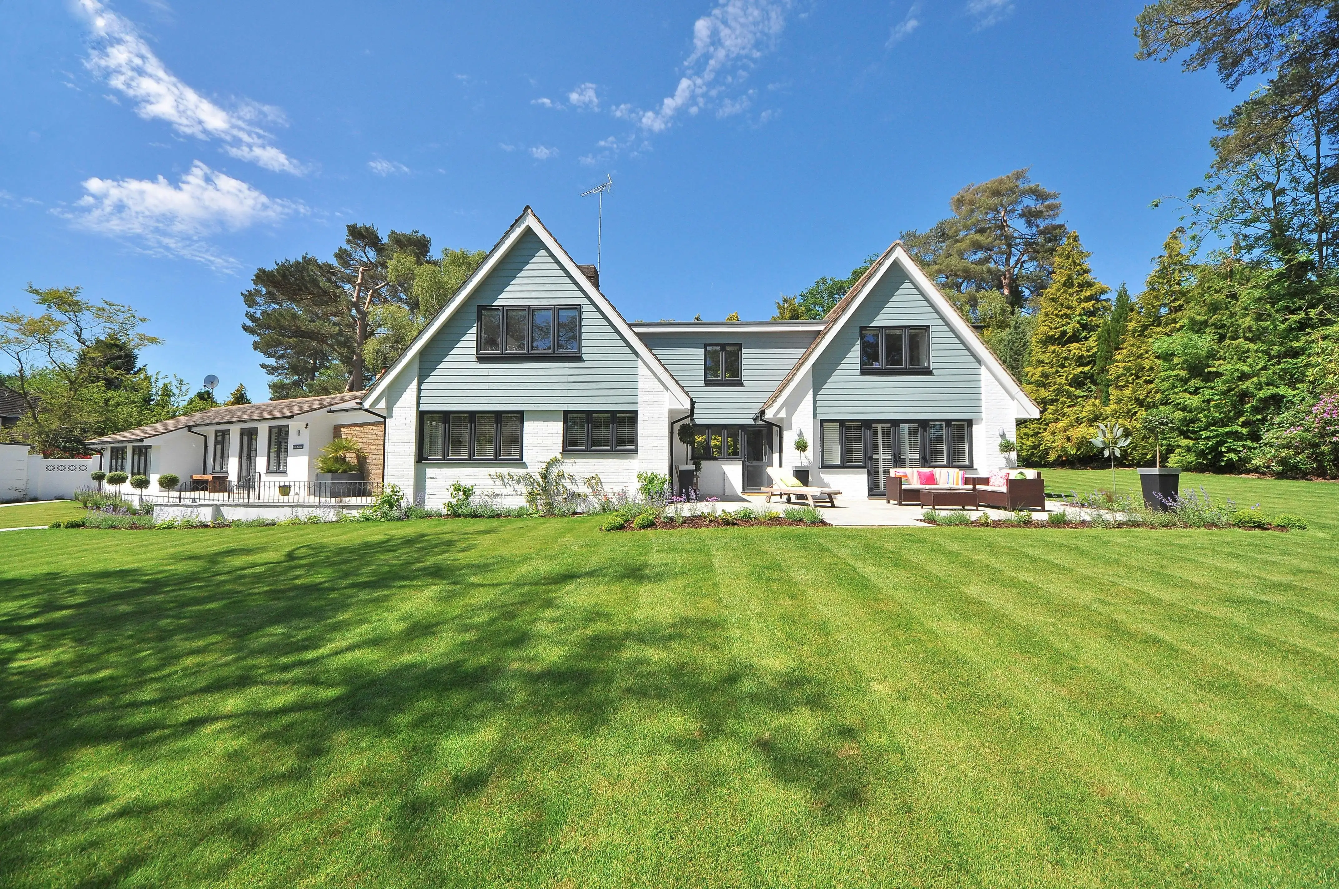 Freshly maintained lawn