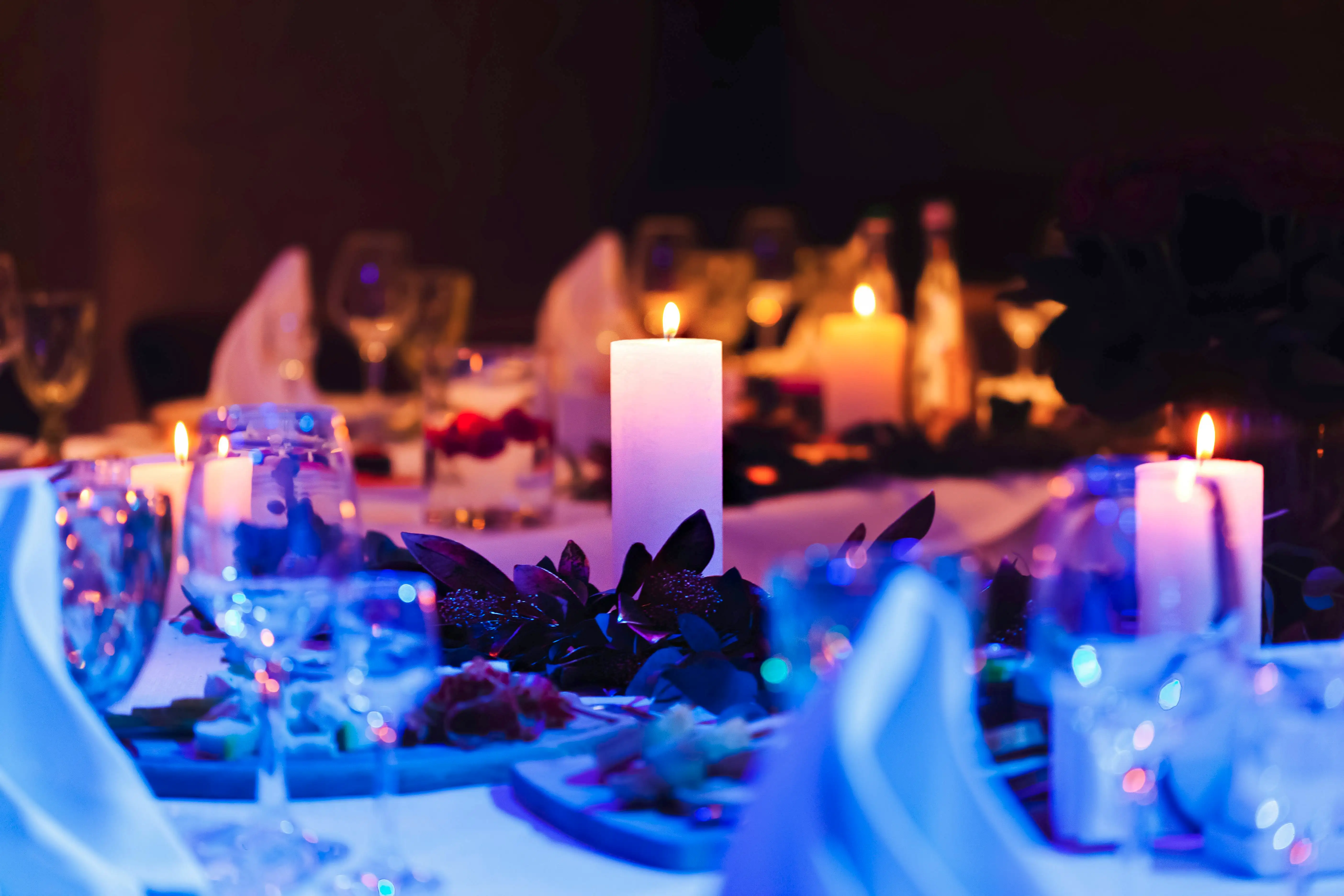 Long private dining table set for an intimate celebration